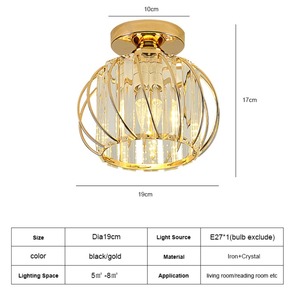 Hiện đại bí ngô Shape E27 sắt trần chiếu sáng lịch thi đấu cho Nhà Phong Cách Châu Âu vàng đen sang trọng pha lê Trần Đèn - Product Image 4