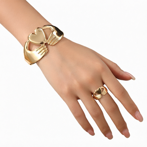 Anillo Ajustable Unisex de Acero Inoxidable con Baño de Oro 18K, Diseño Vintage de Corazón Abierto, Joyería para Fiesta y Boda, Venta al por Mayor - Product Image 1