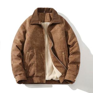 Abrigo de Lana de <span class=keywords><strong>Cordero</strong></span> para Hombre, Holgado, Cuello Solapa Neutral, Chaqueta Casual Gruesa - Product Image 1