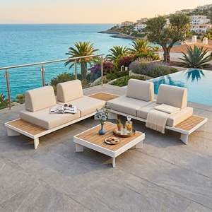 Juego <span class=keywords><strong>de</strong></span> Muebles <span class=keywords><strong>de</strong></span> Patio <span class=keywords><strong>de</strong></span> Aluminio con Paneles <span class=keywords><strong>de</strong></span> Madera Personalizados Brio Modern, Sofá Resistente al Agua para Exteriores, Ideal para Hoteles, Resorts y Uso Comercial - Product Image 4