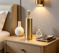 Lampe de table LED cylindrique en fer doré, base flexible, style contemporain, support de lumière d'ambiance en métal