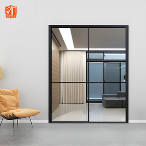 Porte coulissante en verre à cadre fin, cloison de séparation en aluminium, cloison intérieure minimaliste pour villa de luxe - Product Image 5