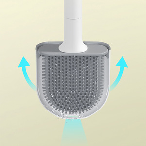 Cepillo de inodoro de silicona con mango de plástico de lujo 2026, venta al por mayor, logotipo personalizado, montado en la pared, suave TPR para rincones y grietas profundas - Product Image 5