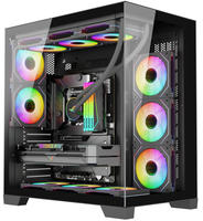Boîtier PC Gaming MicroATX Mid Tower avec Châssis en Verre Trempé, Support GPU 430mm, Refroidisseur Supérieur 165mm, Radiateur 360mm en Stock