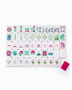 Juego Americano de 160 Piezas de Mahjong Acrílico con Diseño Rosa y Verde para Reuniones de Cuatro Personas y Juegos Casuales - Product Image 3