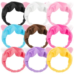 2022 Yiwu hot selling cute kitty cat ear headbands women girls wash face makeup lovely spa headband woman