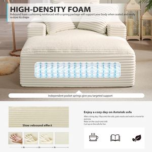 <span class=keywords><strong>Canapé</strong></span>-lit nuage d'intérieur 67 pouces, chaise longue surdimensionnée en velours côtelé, <span class=keywords><strong>canapé</strong></span> sans structure à assise profonde pour salon - Product Image 4