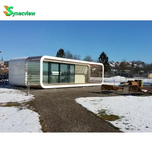 Casas pré-fabricadas 2 quartos com cozinha 20ft 40ft luxo aço leve apple cabin casa modular casa de vidro design cápsula pod casa