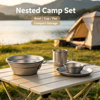 Bol léger en titane pur avec poignée pliable fixe, vaisselle de camping et pique-nique en plein air, tasse Sierra en titane