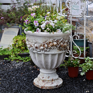 Grande jardinière de pot de fleur en ciment vintage de style européen enveloppement de mousse sûr inclus pour le sol de centre commercial de pépinière de jardin à la maison - Product Image 5