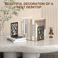 Ensemble d'entretoises à livres modernes en métal, support de rangement de bureau noir en forme d'arbre, porte-livres antidérapant pour la maison et le bureau