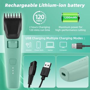 Máy cắt tóc không dây USB, máy cạo râu điện, máy tỉa tóc, có thể sạc lại, lưỡi gốm có thể điều chỉnh, dành cho nam, có thể tùy chỉnh logo - Product Image 2