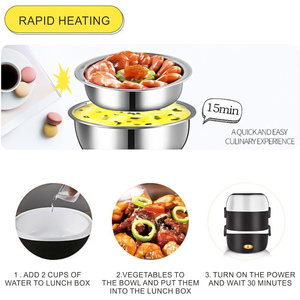 Boîte à lunch électrique chauffante double couche C17 en acier inoxydable pour la cuisson des aliments - Product Image 3