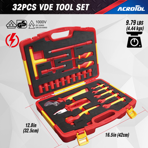 Juego <span class=keywords><strong>de</strong></span> Herramientas para <span class=keywords><strong>Electricista</strong></span> Aisladas VDE 1000V <span class=keywords><strong>de</strong></span> 23 Piezas, IEC 60900, Juego <span class=keywords><strong>de</strong></span> Herramientas Manuales con Trinquete y Llaves <span class=keywords><strong>de</strong></span> Acero CR-V, con Estuche, OEM - Product Image 1