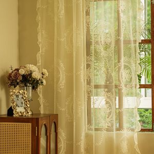 Eleganti <span class=keywords><strong>tende</strong></span> di pizzo giallo crema deepare Set di 2 pannelli lunghi 96 pollici <span class=keywords><strong>per</strong></span> l'arredamento della fattoria del soggiorno - Product Image 5