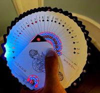 Cartes à jouer en papier fluorescent avec logo de poker en feuille d'or imperméable et phosphorescent, coins arrondis, pour publicité en bar