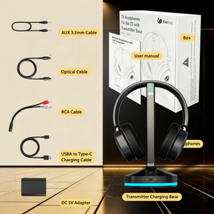 <span class=keywords><strong>Casque</strong></span> sans fil pour <span class=keywords><strong>TV</strong></span> avec base de charge, audio à faible latence, connexion <span class=keywords><strong>optique</strong></span> AUX RCA, <span class=keywords><strong>casque</strong></span> <span class=keywords><strong>TV</strong></span> longue portée pour seniors - Product Image 5