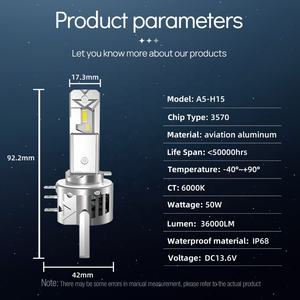 Nuova Lampada LED Xenplus A5 ad Alta Potenza CSP3570 50W 36000LM 6000K, Formato Mini H15 Canbus, per Fari Auto Mercedes Benz Audi <span class=keywords><strong>BMW</strong></span> - Product Image 6