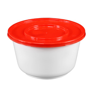 Japanese Round Bowl For Ramen Noodles Red White PP With Lid Thickened Leak Proof <b>Microwave</b> Safe Disposable - Product Image 2