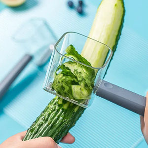Gadget de cuisine Éplucheur à tête unique en acier inoxydable Éplucheur créatif à long manche pour légumes et fruits avec rangement - Product Image 3