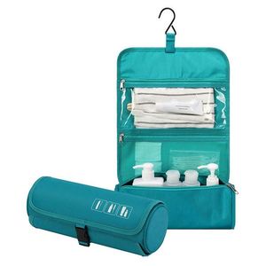 BSCI factory Hanging <b>Toiletry</b> <b>Bag</b>, Water Resistant Travel Organizer Cylinder Makeup <b>Bag</b> for <b>Men</b> & Women with Built-in Hook Blue - Product Image 1