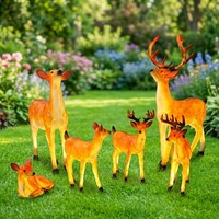 Ensemble de 5 lampes en résine translucide en forme de cerf, produit de jardin, statue lumineuse en fibre de verre pour sculpture de parc