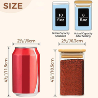 12 pots à épices en verre écologiques, compatibles lave-vaisselle, avec couvercles en bambou, 8 oz, carrés, résistants à la chaleur, en borosilicate, pour le stockage des aliments