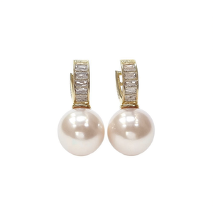 Pendientes de perlas Akoya chapados en oro de 18 quilates, perlas cultivadas AAA, redondas, blancas, con clip, joyería clásica de boda para mujer - Product Image 1