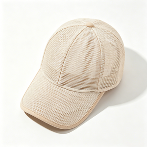 Gorra de Béisbol de 6 Paneles de Lona de Malla Beige, Gorra de Béisbol Transpirable Unisex, Protección UV Casual de Verano, Deportes al Aire Libre - Product Image 4