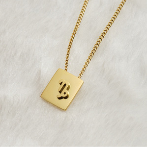 Collana con Ciondolo Zodiacale Quadrato dei 12 Segni Astrologici, Gioielli Trendy in Acciaio Inossidabile per Donne 2024 - Product Image 4