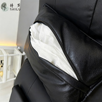 Table de massage électrique moderne ShiLu à hauteur réglable, avec réglage de la tête et des jambes, en cuir PU noir courbé, base métallique de luxe