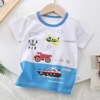 Vêtements d'été pour enfants, garçons et filles, t-shirt en coton à manches courtes, col rond, imprimé animal de dessin animé, pour tout-petits de 1 à 8 ans