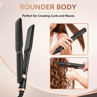 Lisseur de cheveux 2-en-1 à revêtement céramique, plaques flottantes 3D, écran LCD, arrêt automatique, bouclage rapide, chauffe rapide, fer à coiffer compact personnalisé pour salon