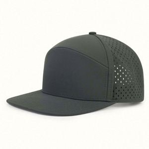 หมวกแก๊ปทรงสปอร์ตแบบ Snapback คุณภาพสูง สั่งทำโลโก้ได้ 男女兼用 กันน้ำ ระบายอากาศด้วยเลเซอร์ 7 แผง ปีกแบน กันน้ำ สำหรับกีฬาเบสบอล - Product Image 4