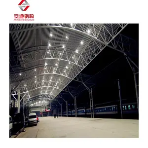 Prefabricated Long Span Steel Tube Truss Structure Train Station Roof Shed Building Steel Pipe Truss Train Station Structure