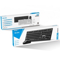 BAJEAL W200 Estándar, Conjunto Inalámbrico 2.4G ABS, Teclado Ergonómico de 104 Teclas Negro/Blanco, Combo de Teclado y Ratón para Oficina, PC, Portátil