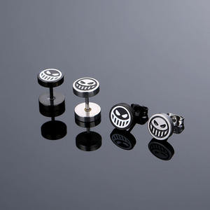 <span class=keywords><strong>Orecchini</strong></span> a bottone in acciaio inossidabile <span class=keywords><strong>orecchini</strong></span> a bottone con faccia sorridente Anime un pezzo accessorio per Cosplay - Product Image 6