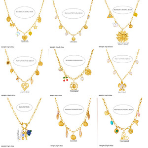 Gold Plated Charm <b>Necklace</b> With Heart Flower <b>Cherry</b> Pendant Seashell Bow Gift Jewelry Zinc Alloy Fashion Pendants - Product Image 5