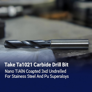 Broca de Carburo Ttake Ta1021 con Recubrimiento Nano TiAlN 3Xd sin Perforar para Acero Inoxidable y Superaleaciones de PU - Product Image 3