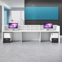 Comptoir de réception en bois blanc personnalisé, comptoir de réception moderne en surface solide, bureaux de réception d'hôtel