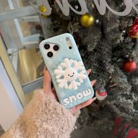 Coque iPhone en silicone motif flocon de neige Cool Smile avec support, compatible 17 16 15 14 Pro Max, coque souple en caoutchouc à motif dessin animé