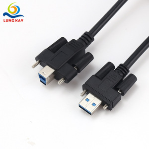 HOLLOW USB 3.0 AM To BM Cable 0.5M With <b>Screw</b> Mounting Tinned <b>Copper</b> Connector Black - Product Image 1