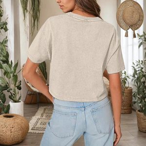 Camiseta Corta Estilo Vaquero Occidental FOXA para Mujer, Camisetas con Gráficos Vintage, Música Country, Rodeo, Lavado Ácido, Top de Jersey de Algodón - Product Image 3