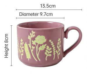Tazza da Caffè in Ceramica <span class=keywords><strong>Vintage</strong></span> con Motivi Floreali in Rilievo e Manico a Cuore - Product Image 6
