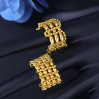 Ensemble de bracelets de luxe pour mariage à Dubaï, plaqué or 21 carats, design ajustable, bracelets et bagues pour femmes, cadeau