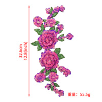 Expédition rapide, applique florale en dentelle brodée de paillettes multicolores, patch floral 3D pour la décoration de robes, accessoires de vêtements DIY