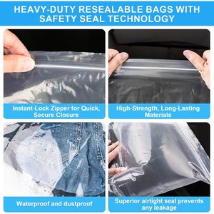 ZHEWTOEN Grands sacs de rangement en plastique de 5 gallons, 18 x 24, refermables, transparents, avec fermeture éclair, pour organiser les vêtements dans le placard ou en camping - Product Image 3
