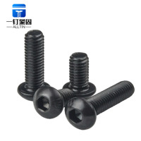 Vis à tête bombée DIN7380 en acier au carbone métrique 10.9, oxyde noir, filetage grossier, embout hexagonal, M1.6-M8, pour la construction générale