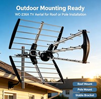 WC-236A Aluminium Außen-Yagi-HDTV-Digital-TV-Antenne UHF VHF Langstrecken-DVB-T2 ATSC 3.0 Unterstützung für Dach- und Mastmontage TV-Antenne