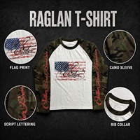 T-shirt Yingling en coton camouflage Emotion, streetwear, manches raglan color-block, logo imprimé DTG, coupe ample, graphique personnalisé, OEM ODM